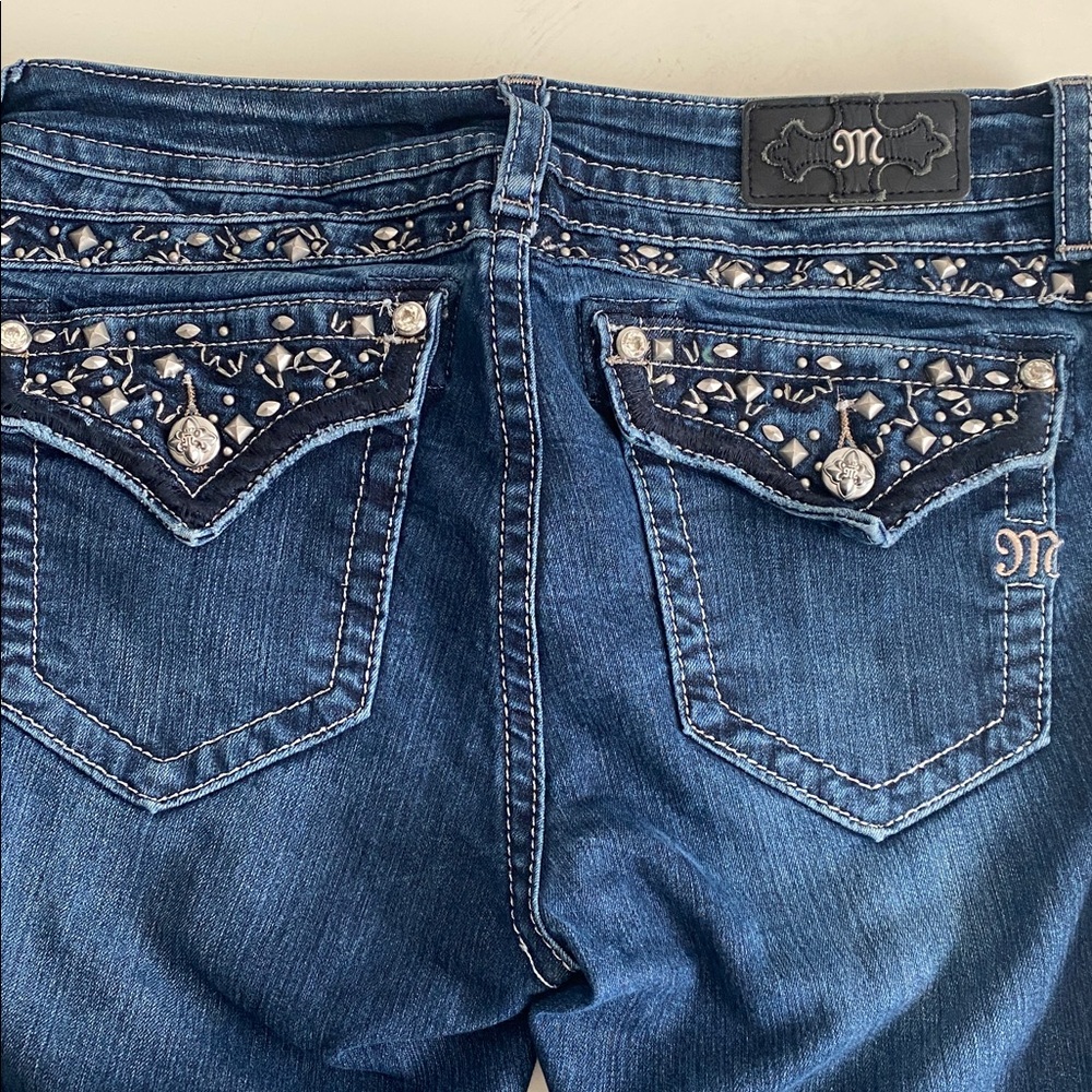 Miss Me Mid Rise Slim Boot Cut Embellished Jeans size 31 - Picture 6 of 12